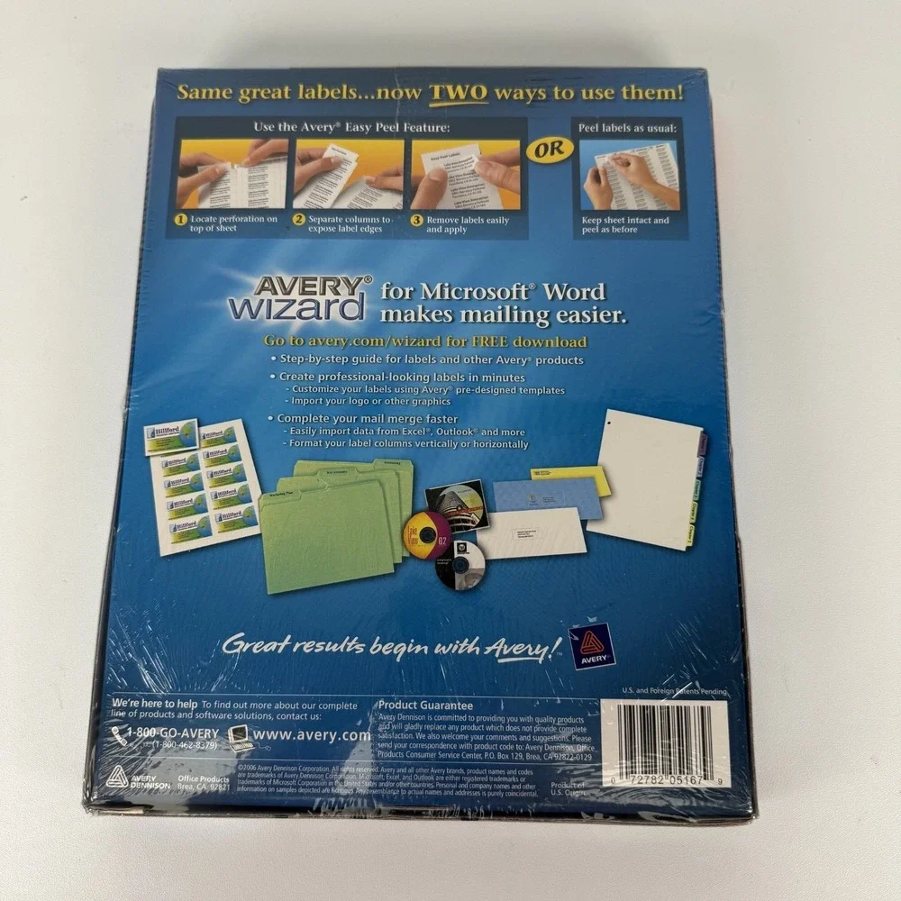 Avery Easy Peel White Address Labels Laser‎ Printers 5167 8000 1/2